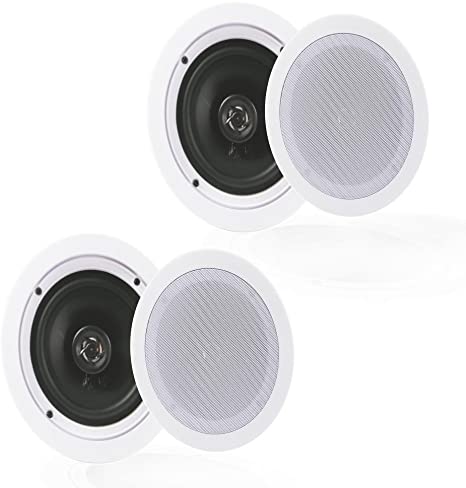 Pyle Pair 5.25” Flush Mount In-wall In-ceiling 2-Way Home Speaker System Spring Loaded Quick Connections Dual Polypropylene Cone Polymer Tweeter Stereo Sound 150 Watts (PDIC1651RD)