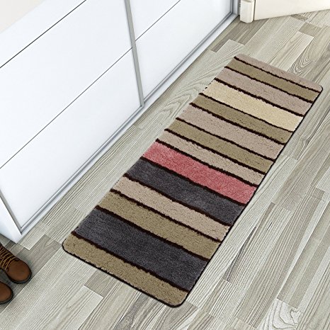 Lifewit Multicolor Stripe Long Area Runner Rug 23"x70" (2x6 feet) Anti Slip Rubber Back Vintage Saxony Woven Hallway Runners