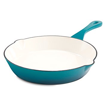 Crock Pot Artisan Enameled Cast Iron 8-Inch Round Skillet, Teal Ombre