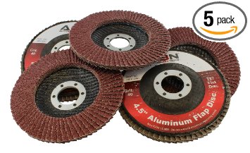 ABN 4.5” x 7/8 T27 40 Grit Aluminum Oxide Flat Flap Disc Grinding Sanding Sandpaper Wheels 5 Pack