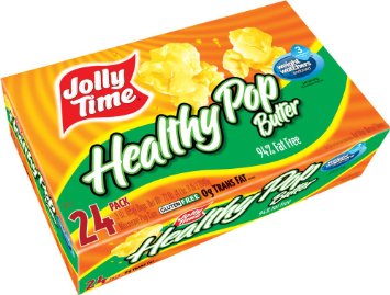 Jolly Time Healthy Pop Butter 94 Fat Free Weight Watchers Microwave Popcorn Bulk 24-Count Box