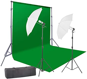 StudioFX 800W Chromakey Green Screen 10ft x 12ft Backdrop Photography Video Lighting Kit - Background Support System Included - G12