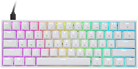 EPOMAKER SKYLOONG SK61 GK61 61 Keys Hot Swappable 60% Mechanical Keyboard with RGB Backlit, Doubleshot ABS Keycaps, Dustproof for Win/Mac/Gamers（Gateron Optical Brown, White