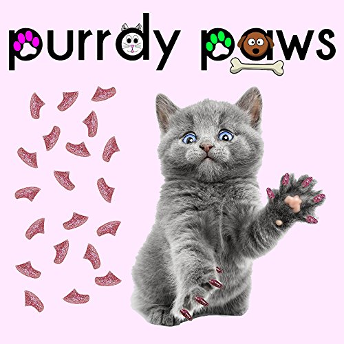 Soft Nail Caps For Cat Claws PINK GLITTER KITTEN SIZE * Purrdy Paws Brand