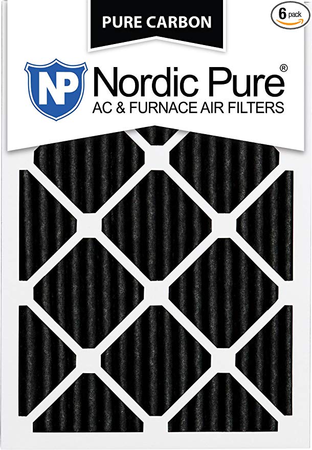 Nordic Pure 14x25x1 Pure Carbon Pleated Odor Reduction AC Furnace Air Filters, 6 Pack 14x25x1PCP-6 6 Piece