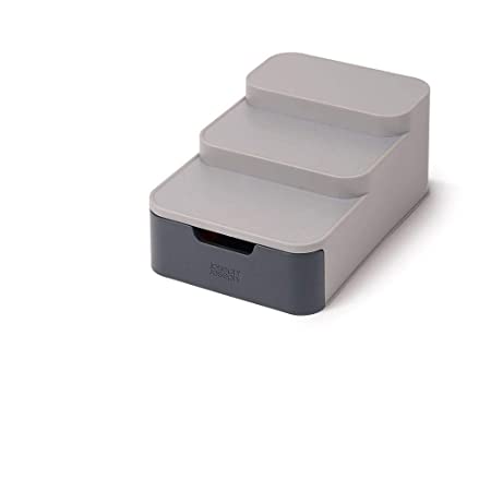 Joseph Joseph 3-Tier Shelf Organizer with Drawer, Grey, One Size, 6.75 x 10.25 x 4.25 inches