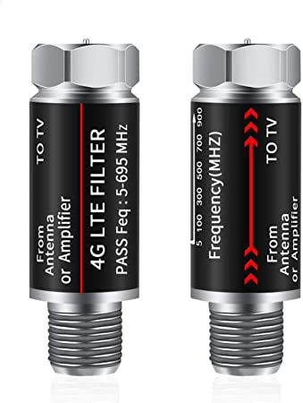 2Pcs LTE Filter Improves Antenna Amplifier Signals - LTE Filter for TV Antenna Signal Purifier,4G /5G Filter Reduce Interference from Cell Phones Towers（ Frequency Range 5-695Mhz ）