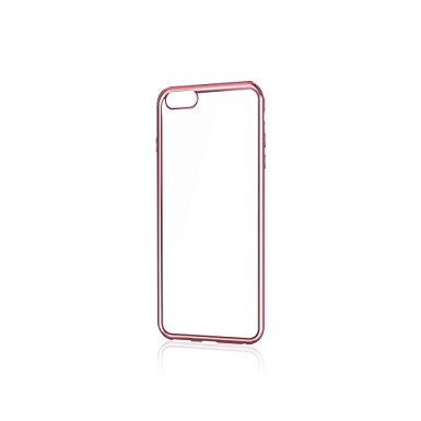 Merope Phone Case Hybrid Crystal Clear with PU Bumper for iPhone 6Plus (Rose Gold)