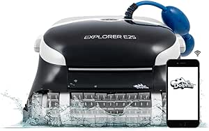 Dolphin Explorer E25 Wi-Fi Automatic Robotic Pool Vacuum Cleaner, Wall Climbing Scrubber Brush, Top Load Filters Access, Ideal for Inground Pools up to 50 FT