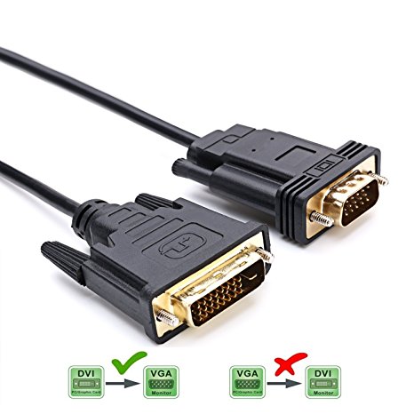 2M DVI to VGA Cable, Lidlife E0208 DVI-D 24 1 Pin Full Dual Link Monitor Lead - Black