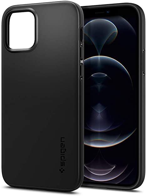 Spigen Thin Fit Works with Apple iPhone 12 Case/iPhone 12 Pro Case (2020) - Black