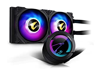 AORUS WATERFORCE 240 AIO Liquid CPU Cooler, 240mm Radiator with 2X 120mm Low Noise ARGB Fans, Rotatable ARGB Lighting Panel Design, Compatible with Intel LGA1700 (GP-AORUS WATERFORCE 240)