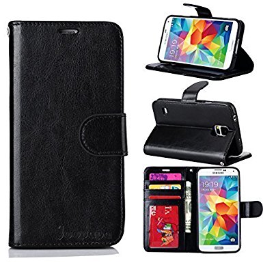 Joopapa Pu Leather Magnet Wallet Flip Case Cover with Built-in Credit Card/ID Card Slots for Samsung Galaxy S5,Galaxy Sv,Galaxy S5 I9600,Black