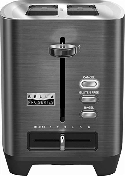 Bella - Pro Series 2-Slice Extra-Wide-Slot Toaster - Black stainless steel