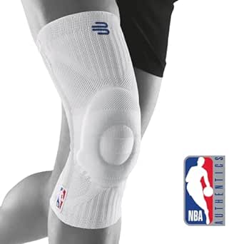 Bauerfeind Sports Knee Support NBA - Officially Licensed Basketball Brace with Medical Compression - Sleeve Design with Omega Gel Pad for Pain Relief & Stabilization (White, M)