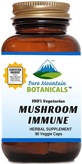 Mushroom Immune. 90 Kosher Capsules With 14 Powerful Mycelium Including Certified Organic Maitake - Reishi - Turkey Tail - Chaga - Cordyceps - Shiitake - Lions Mane