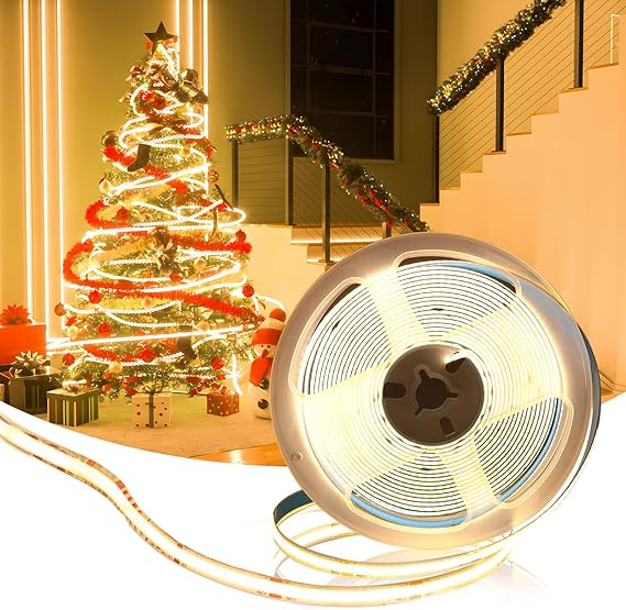 Muzata 16.4FT/5Meter COB LED Strip Lights DC24V 3000K Spotless Warm White 320LED/m High Density LED Channel U1SW U108 U103 Indoor Decor SH3L