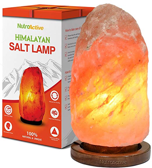 NutroActive Himalayan Rock Salt Lamp 3-4 kg with 5 Multi- Colored Bulbs & Electric Cord.