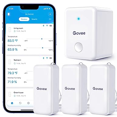 Govee WiFi Hygrometer Thermometer Sensor 3 Pack, Indoor Wireless Smart Temperature Humidity Monitor with Remote App Notification Alert, 2 Years Free Data Storage Export, for Home, Greenhouse