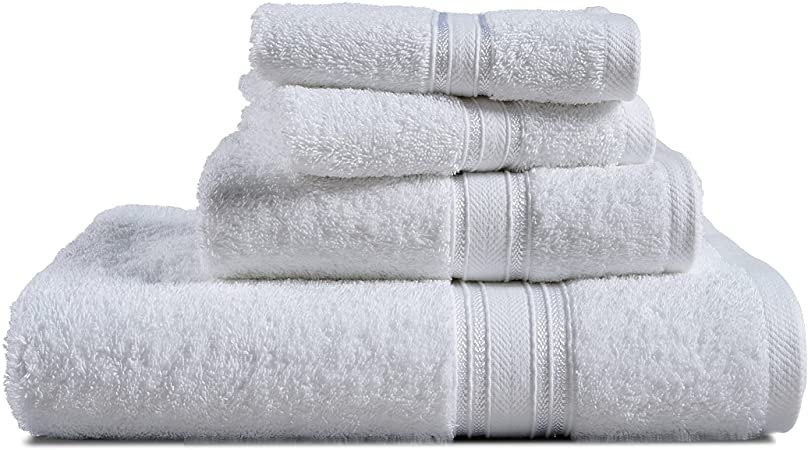 White Bath Towels | White Towels Bathroom Sets | Chateau Home 4 Piece - Bath Towels Sets | 1 Bath Towel, 1 Hand Towel, 2 Wash Cloths | 100% Cotton Towels, Quick Dry, Soft, Absorbent | White Towels