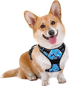 BARKBAY No Pull Dog Harness Large Step in Reflective Dog Harness with Front Clip and Easy Control Handle for Walking Training Running(Blue camo,M)