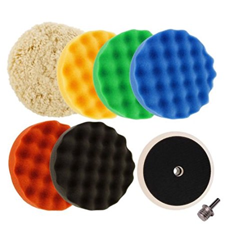 ZFE 8inch (200mm) Waffle Buffing & Polishing Pad Set & Woolen Pad For Car Polisher with 5/8"-11 thread Backer Plate