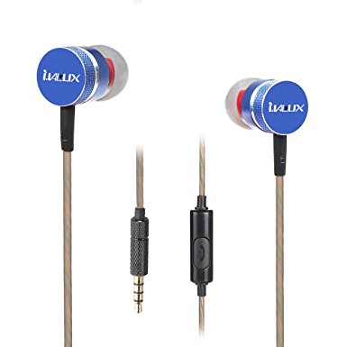 i.VALUX Hybrid 10mm Dynamic Balanced Armature (BA) Dual-Driver Hi-Fi In Ear Monitors IEMS with Microphone Headphones Earphones Earbuds Headset, Blue