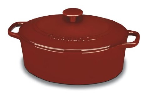 Cuisinart CI755-30CR Chefs Classic Enameled Cast Iron 5-12-Quart Oval Covered Casserole Cardinal Red