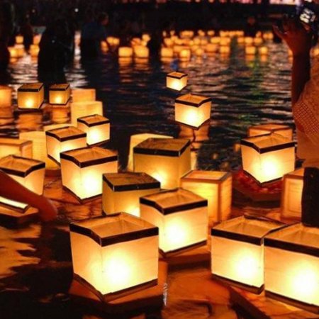 Homecube Outdoor Water Floating Candle Lanterns Biodegradable White Chinese Paper Lanterns for Wishing, Praying, Floating 10 Pack 5.9 Inch