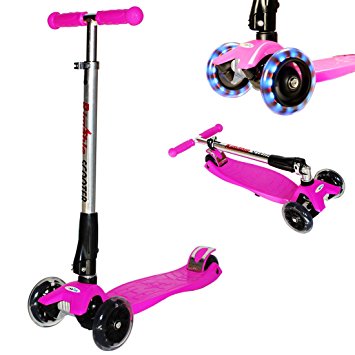 Rimable Foldable Maxi Kick Scooter with LED Light up Wheels
