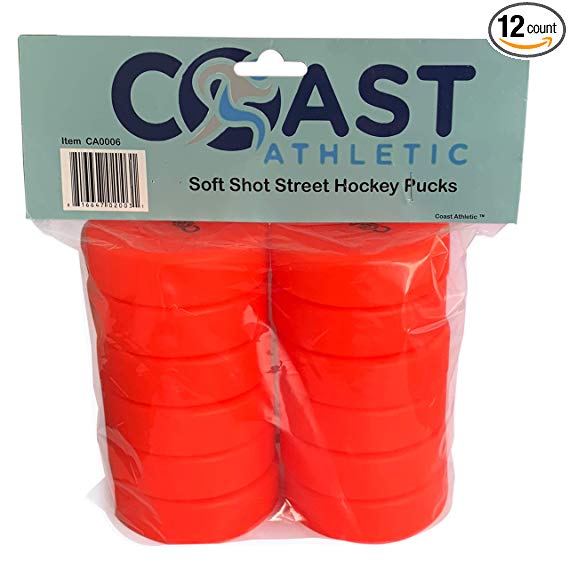 Coast Athletic Soft Shot Hockey Pucks | Street Hockey Pucks | Floor Hockey Pucks (12 Pack)