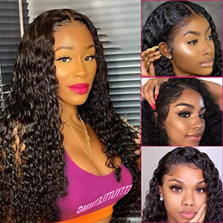 9A Water Wave Lace Frontal Wet and Wavy Lace Front Wigs Human Hair Pre Pluked with Baby Hair for Black Woman Glueless Lace Front Human Hair Wigs for Woman Water Wave Virgin Remy Human Hair