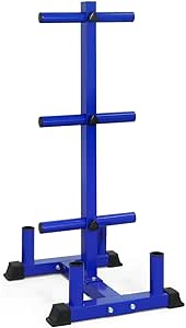 WF Athletic Supply Olympic Bumper Plate Storage Rack, Home Gym 2 Inch Weight Plate Holder, Heavy-Duty Weight Plate Tree with 4 Barbell Holders, 800LB Weight Capacity, Available in Black, Red and Blue