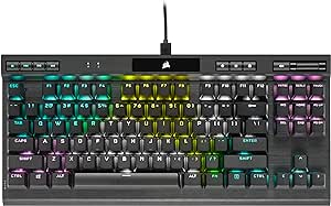 Corsair K70 RGB TKL CHAMPION SERIES Tenkeyless Mechanical Gaming Keyboard (CHERRY MX blue Keyswitches: Clicky , PBT Double-Shot Keycaps, Per-Key RGB LED Backlighting), Black (Renewed)