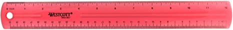 Westcott Jeweltone Plastic Ruler, 12-Inch, Pink
