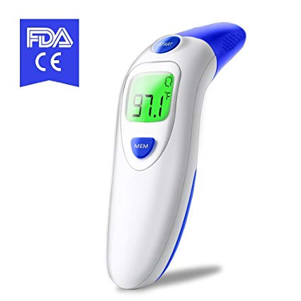 Forehead and Ear Thermometer,Infrared Digital Thermometer Suitable for Baby, Infant, Toddler and Adults with FDA and CE Approved