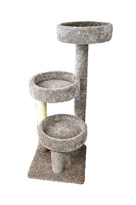 New Cat Condos Carpeted Solid Wood Cat Tree Tower, Neutral