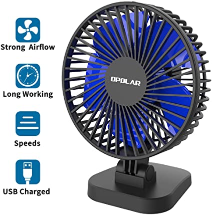 Desk Fan Small Table Fan with Strong Airflow, Mini USB Powered Personal Fan, 40° Adjustment for Better Cooling, 3 Speeds, 4.9 ft Cord, Quiet Portable Fan for Home Office Bedroom Desktop Table