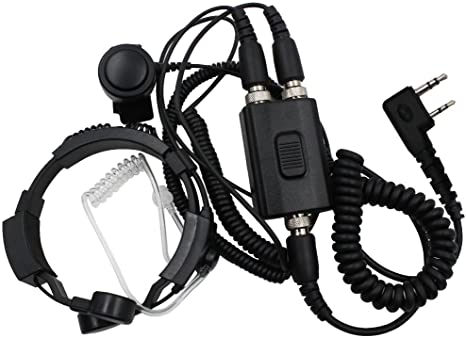 Tenq Professional Tactique Military Police FBI Flexible Throat Mic Microphone Covert Acoustic Tube Earpiece Headset with Finger PTT for Kenwood Pro-Talk XLS TK Two Way Radio 2pin