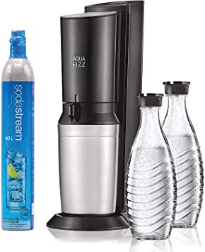 SodaStream Aqua Fizz Sparkling Water Machine (Black) with Co2 & Glass Carafes