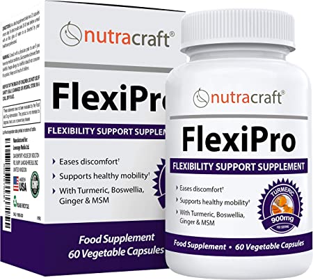 FlexiPro #1 Natural Pain Supplement | 11-in-1 Stiffness, Mobility & Flexibility Support | Turmeric, MSM, Ginger, Chondroitin, Boswellia & Bromelain | 60 Vegetable Caps