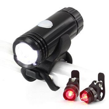 GO PAL USB Chargeable Bike Headlight S1 , 320 Lumens&Taillight X1 2pcs , 90 Lumes(black) Compatible with Mountain, Road ,Kids & City Bicycles, Increase Safety & Visibility