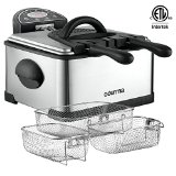 Gourmia GDF500 Compact Electric Deep Fryer 3 Baskets With Digital Timer and Thermostat - Stainless Steel - 42 Quart18 Cups of Oil 4 lbs of Food - 1700 Watt