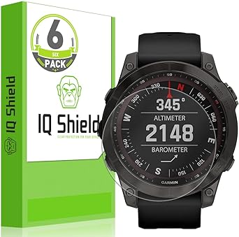 IQShield Screen Protector Compatible with Garmin Fenix 7/ Fenix 7 Solar/Fenix 7 Sapphire Solar/Fenix 7 Pro/Fenix 7 Pro Solar/Fenix 7 Pro Sapphire Solar 47mm (6-Pack) Anti-Bubble Clear TPU Film