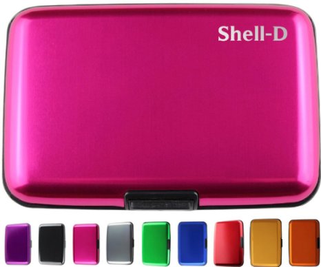 Shell-D RFID Blocking Aluminum Card Holder Case, Pink (001)