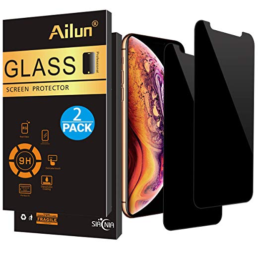 Ailun Privacy Screen Protector Compatible iPhone Xs Max(6.5inch 2018 Release),[2Pack],Anti Spy Tempered Glass,Anti-Scratch,Case Friendly