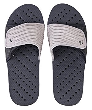 Showaflops Mens' Antimicrobial Shower & Water Sandals for Pool, Beach, Dorm and Gym - Adjustable Colorblock Slide