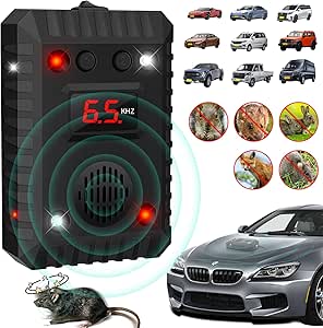 Ultrasonic Mouse Repelle Car Rat Repellent,with 4 LED Strobe Light Ultrasonic Aniaml Repellent for Car Engines or Attic, for Vehicle and Indoor,Rat Squirrel Deterrent Keep Rodent Pest Out of Car