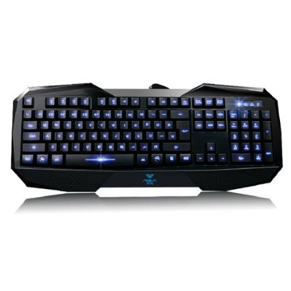 AULA LED Illuminated Ergonomic USB Multimedia Backlight Backlit Gaming Keyboard Blue