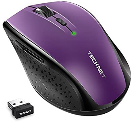 TECKNET Alpha Ergonomic 2.4G Wireless Optical Mobile Mouse, Nano Receiver, 6 Buttons, 30 Month Battery Life, 3000 DPI 5 Adjustment Levels